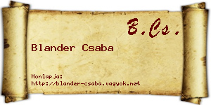 Blander Csaba névjegykártya